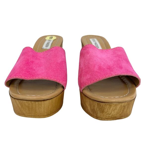 Steve Madden Neon Pink Block Heels Slides Sandals 9 Platform y2k - Picture 10 of 10